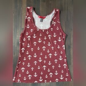 *2 FOR $30* Hot Kiss Burgundy Anchor Print Tank Top, Size XL